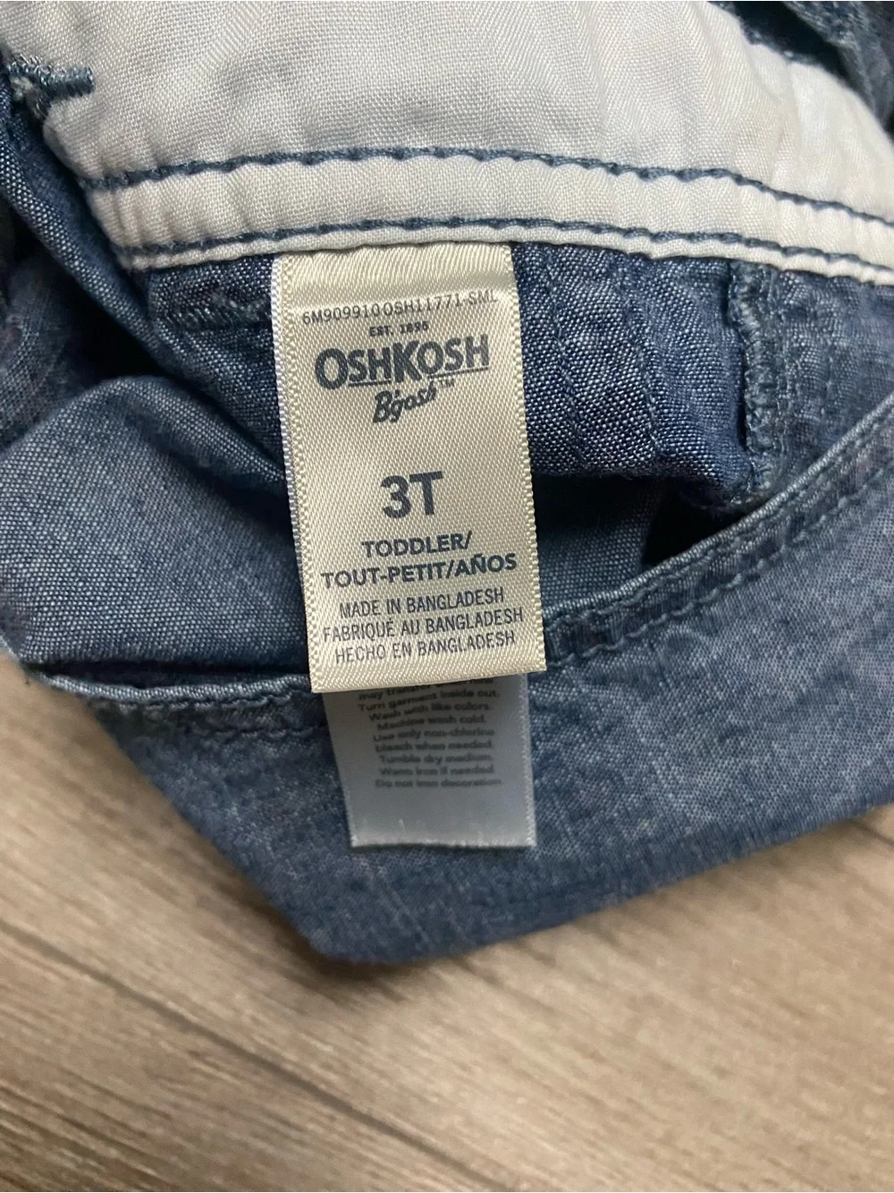 Oshkosh B’gosh Dinosaur Print Chambray Overalls 3T Blue Cotton